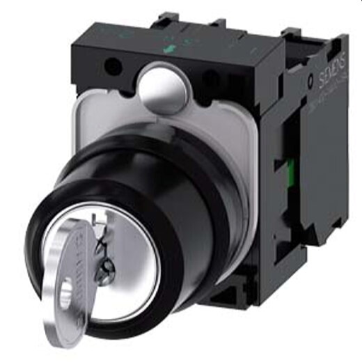 Siemens Schlüsselschalter RONIS 22mm rund I+O+II 3SU1100-4BL11-1NA0