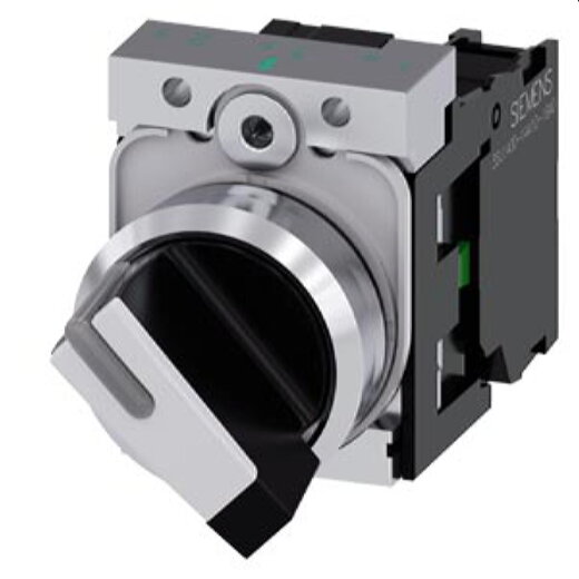Siemens Knebelschalter beleuchtbar 22mm rund schwarz weiss 3SU1150-2BF60-1BA0