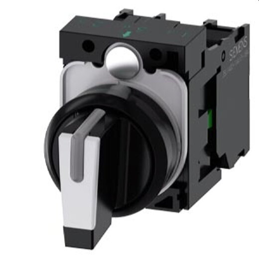 Siemens Knebelschalter beleuchtbar 22mm rund schwarz weiss 3SU1100-2BM60-1NA0