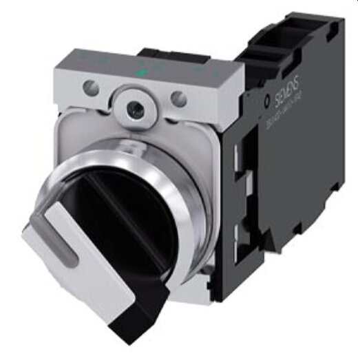 Siemens Knebelschalter beleuchtbar 22mm rund schwarz weiss 3SU1150-2BF60-1FA0