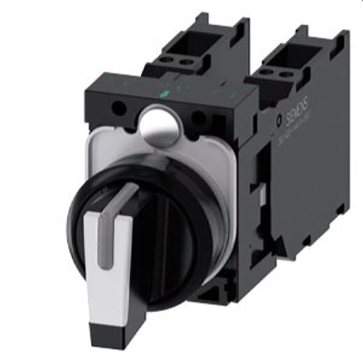 Siemens Knebelschalter beleuchtbar 22mm rund schwarz weiss 3SU1100-2BM60-3LA0