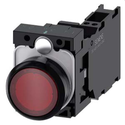 Siemens Drucktaster beleuchtet 22mm rund rot 1S1OE 3SU1102-0AB20-3FA0
