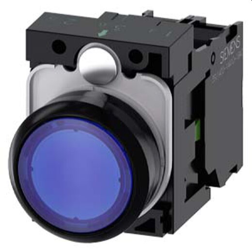 Siemens Drucktaster beleuchtet 22mm rund blau 1S 3SU1106-0AB50-1BA0