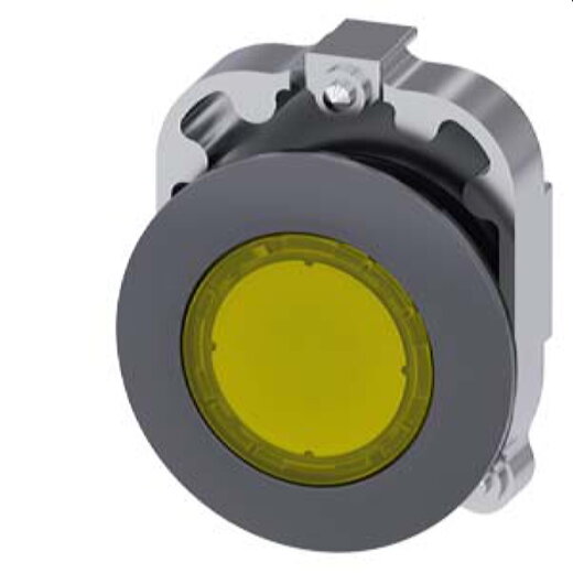 Siemens Drucktaster beleuchtet 30mm rund Metall matt gelb 3SU1061-0JD30-0AA0