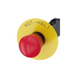 Siemens Not-Aus-Pilztaster 22mm rund rot mit Beschriftung...