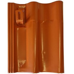 Otto Lehmann Dachhaken auf Metalldachplatte ziegelrot...